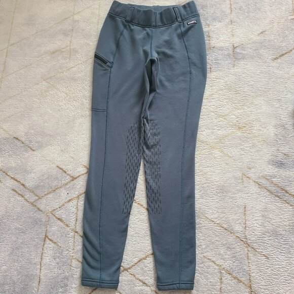 Kerrits Power Stretch Fleece Knee Patch Pocket Riding Tight L Blue Winter Warm - Picture 4 of 8